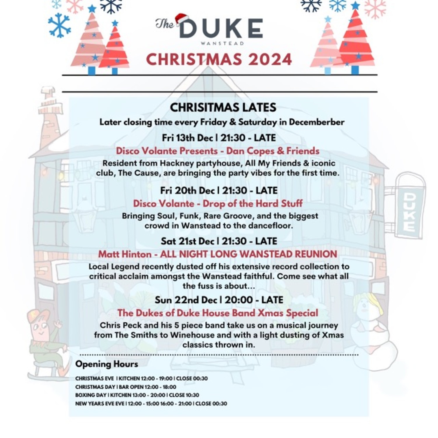 CHRISTMAS LATES AT THE DUKE